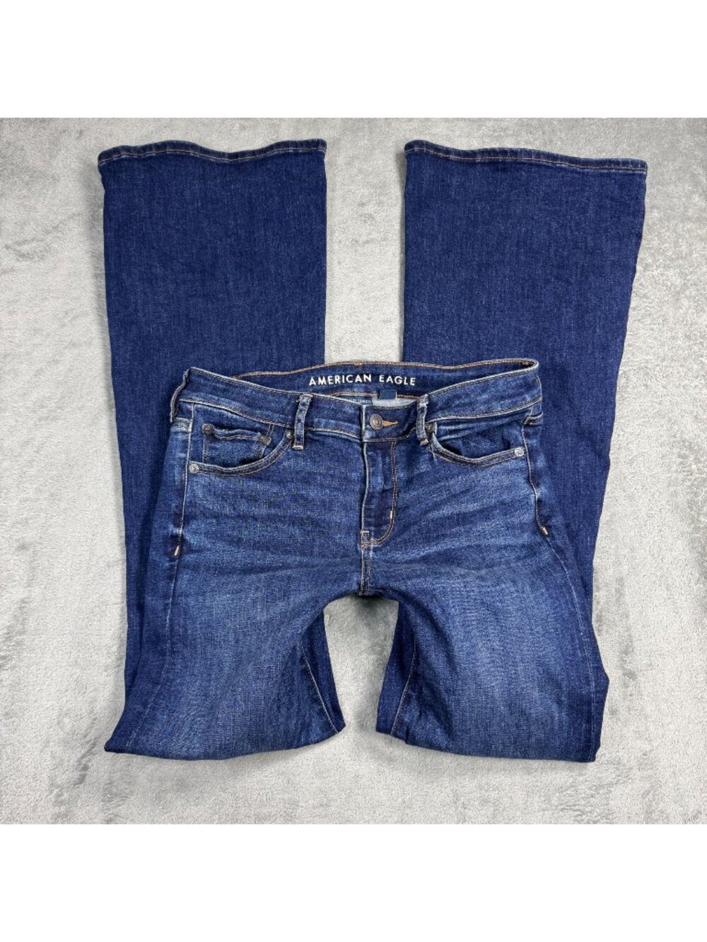 Y2K American Eagle Stretch Low Rise Flare Jeans Womens 4 Wide Leg 2000s Grunge